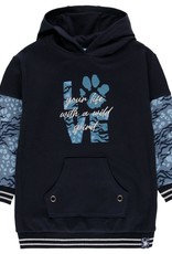 Boboli Fleece Navy Hoodie Dress w/Leopard Print