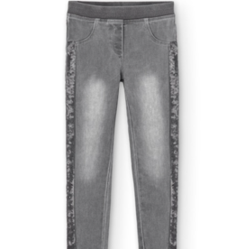 Boboli SALE Grey Stretch Denim Pants w/Sequin Stripe