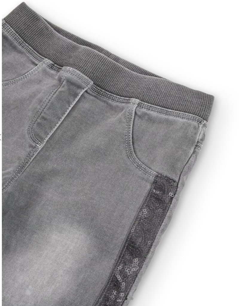 Boboli Grey Stretch Denim Pants w/Sequin Stripe