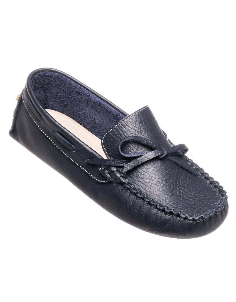 Elephantito Driver Loafers Navy Cracked Leather