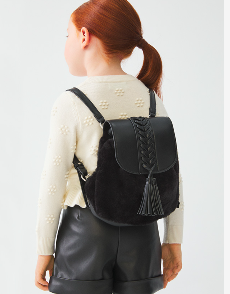 Mayoral Black Fur Backpack