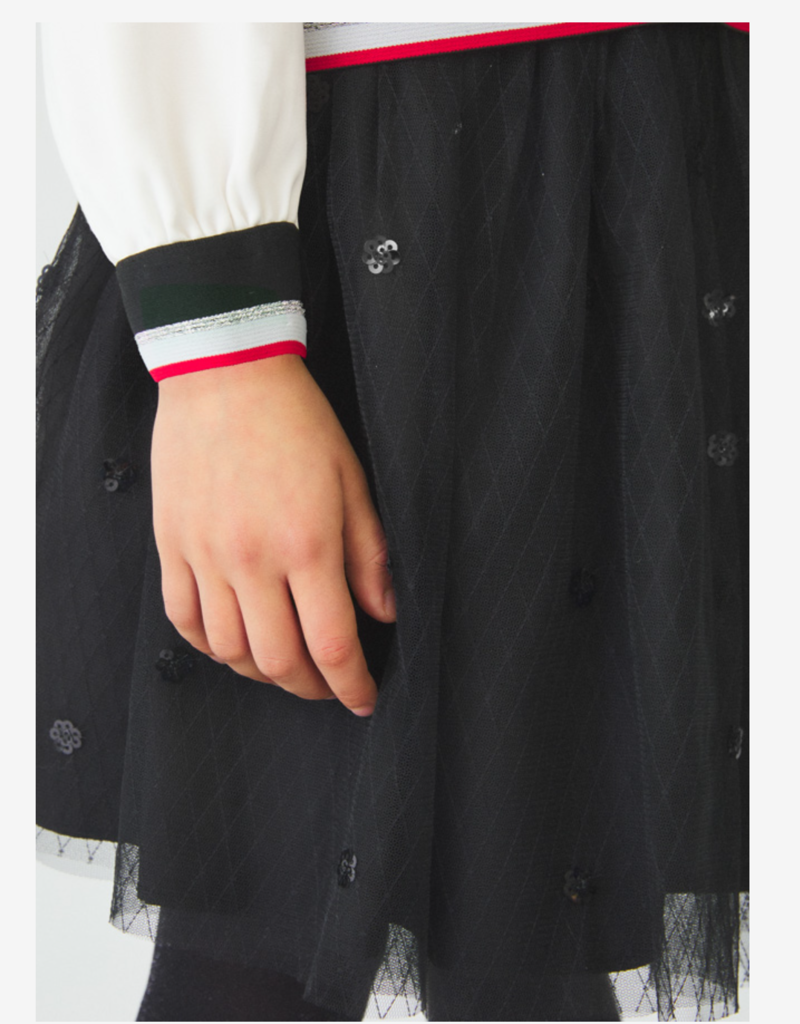 Abel & Lula Black Tulle Skirt w/Embroidered Sequin