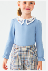 Abel & Lula Blue L/S Shirt w/Embroidered Collar