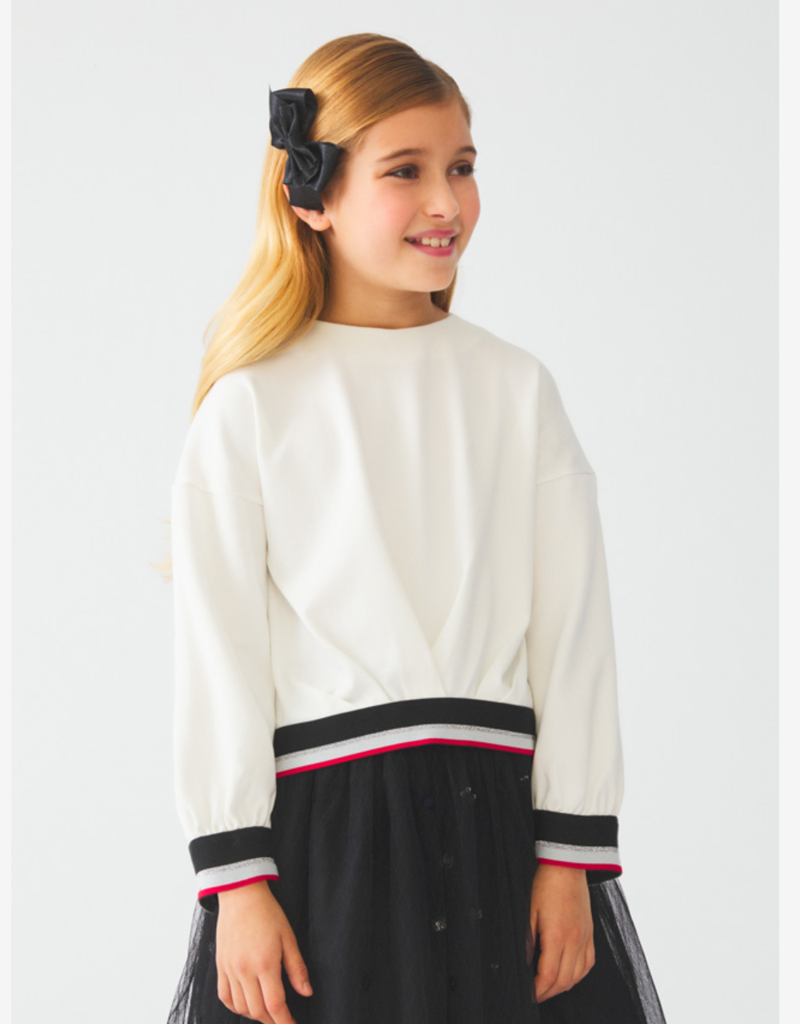 Abel & Lula Cream Pleated Sweatshirt