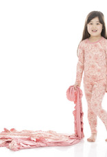 Kickee Pants Print LS Pajama Set Peach Blossom Lace