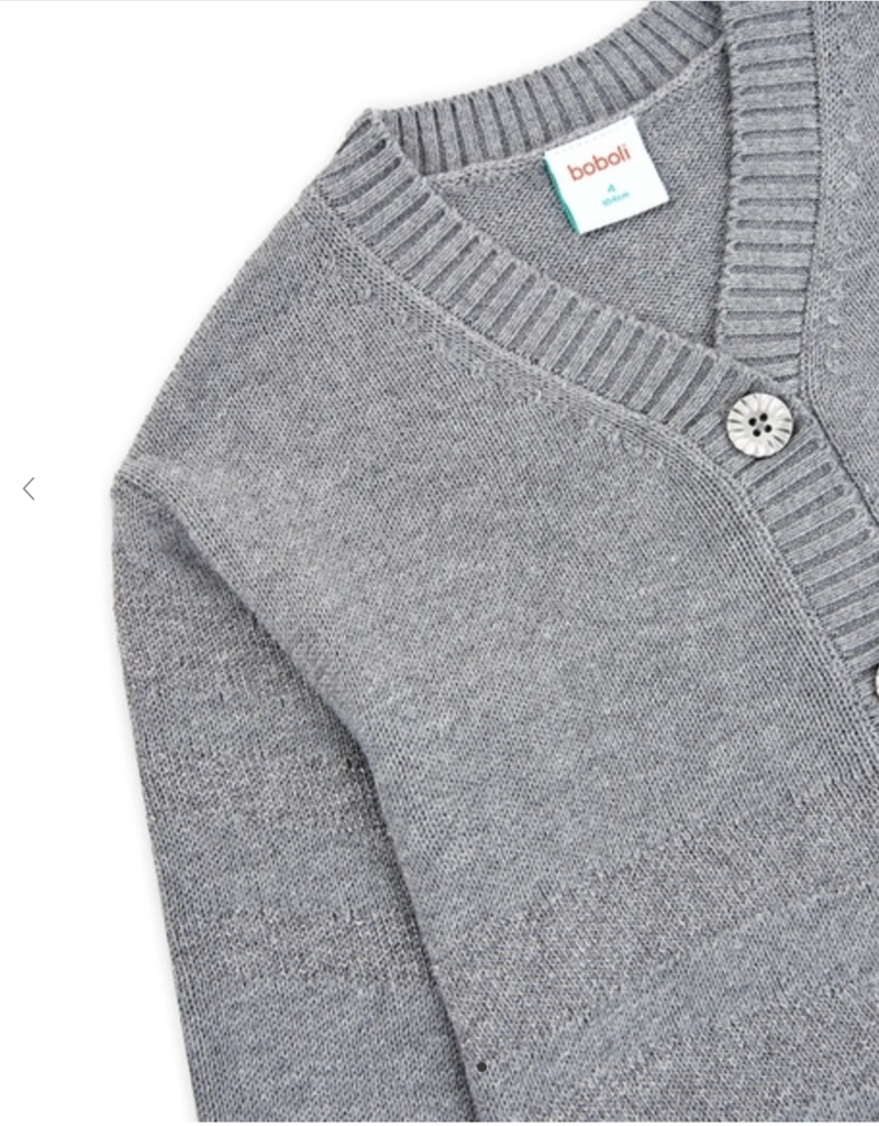Boboli Grey Knit Cardigan w/Metallic Detail
