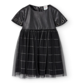 Boboli SALE Black Faux Leather and Knit Dress