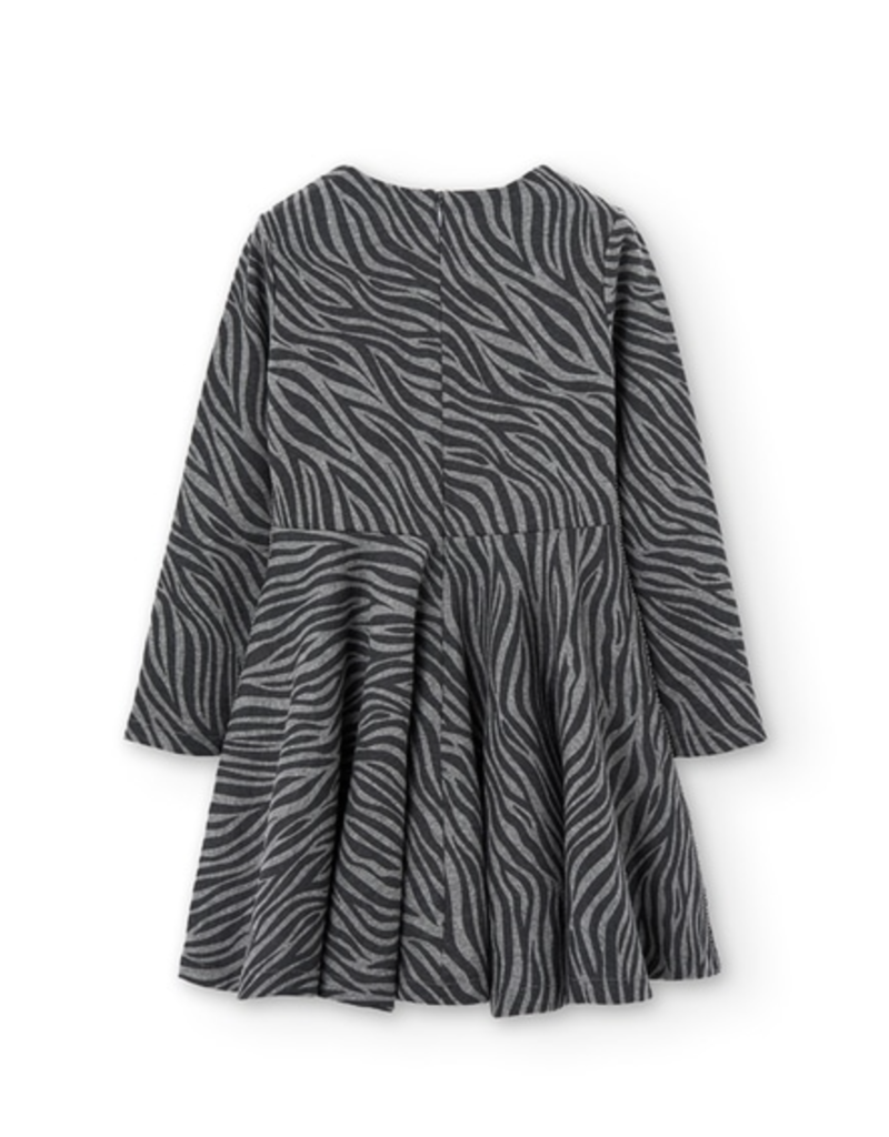 Boboli Knit Grey Zebra Print Dress