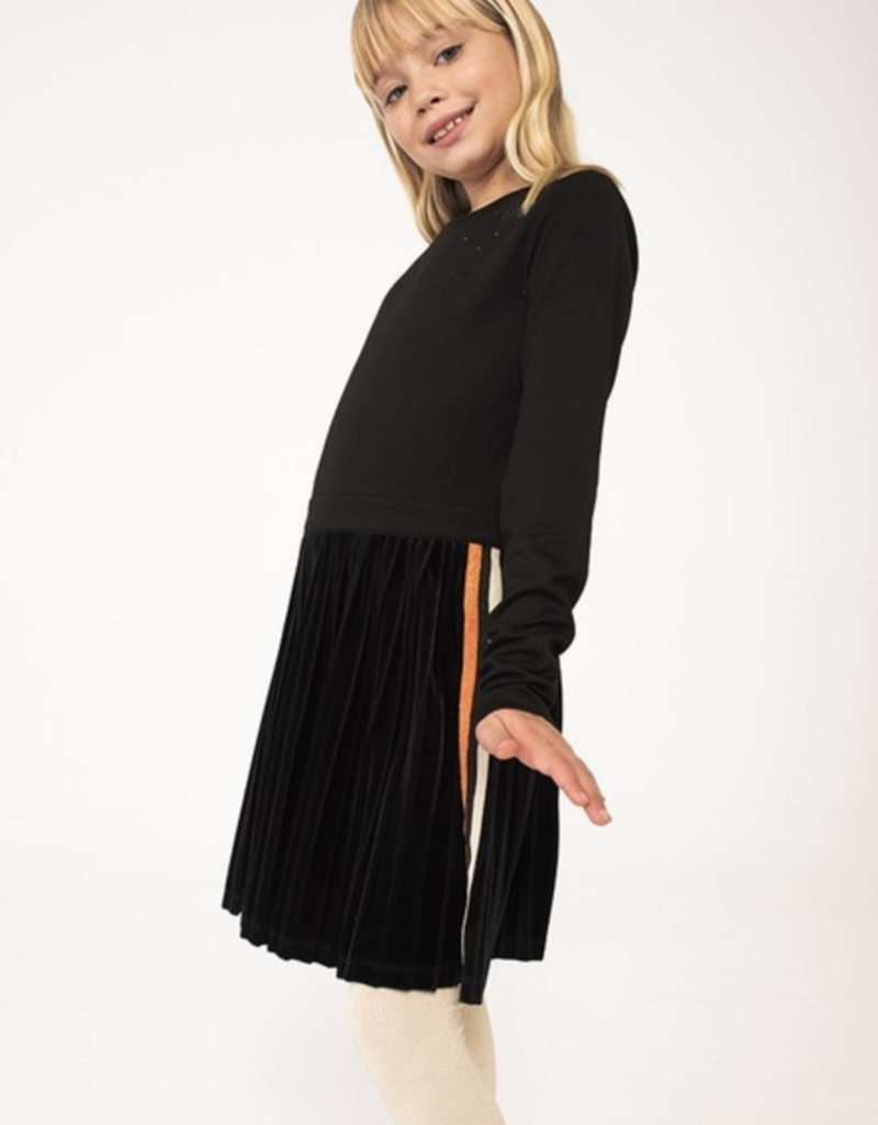 Boboli Knit Black Dress w/Velvet Skirting