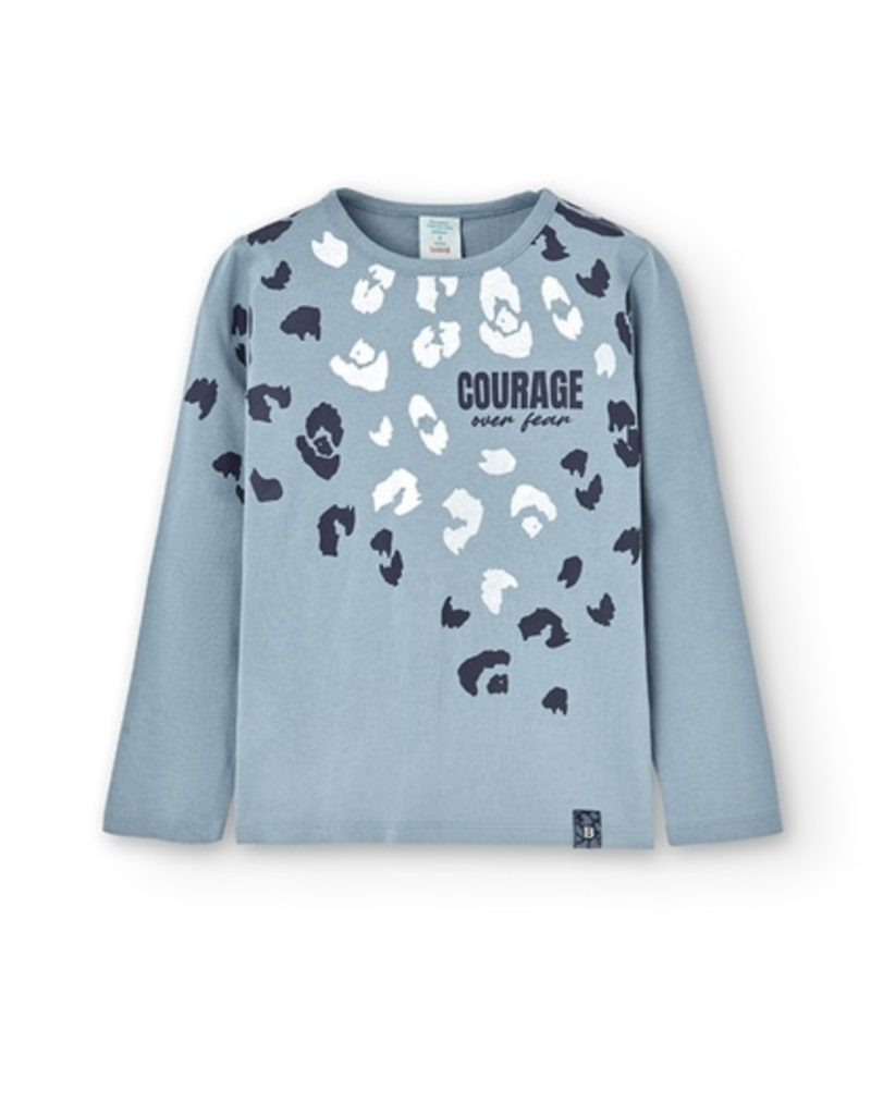 Ice Blue Leopard Print Tee Courage over Fear - Tip Toes