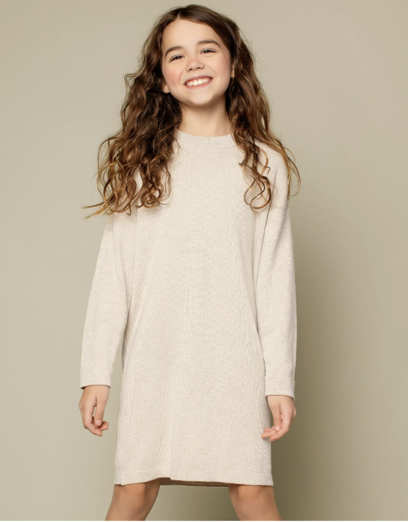 miles the label Heather Oatmeal Knit Sweater Dress
