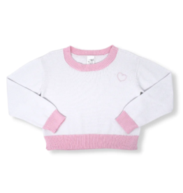 Set Athleisure SALE Stella Sweater White Knit w/Pink Heart