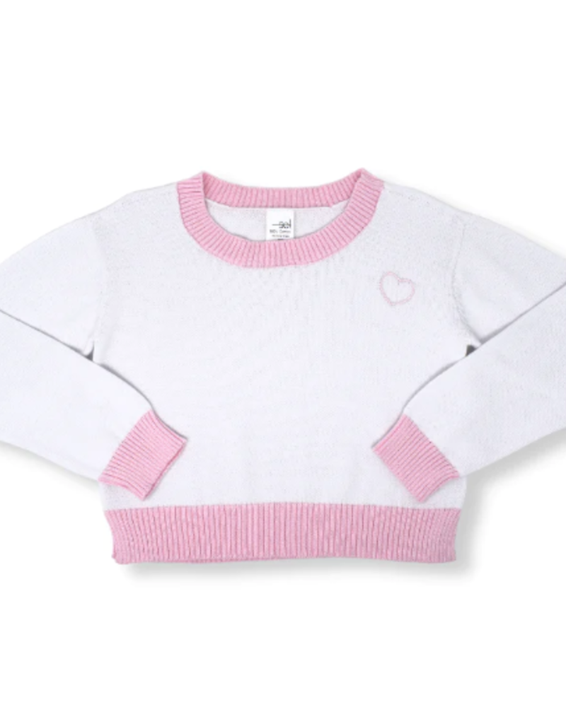 Set Athleisure Stella Sweater White Knit w/Pink Heart