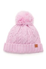 Classic Cable Knit Hat in Soft Pink