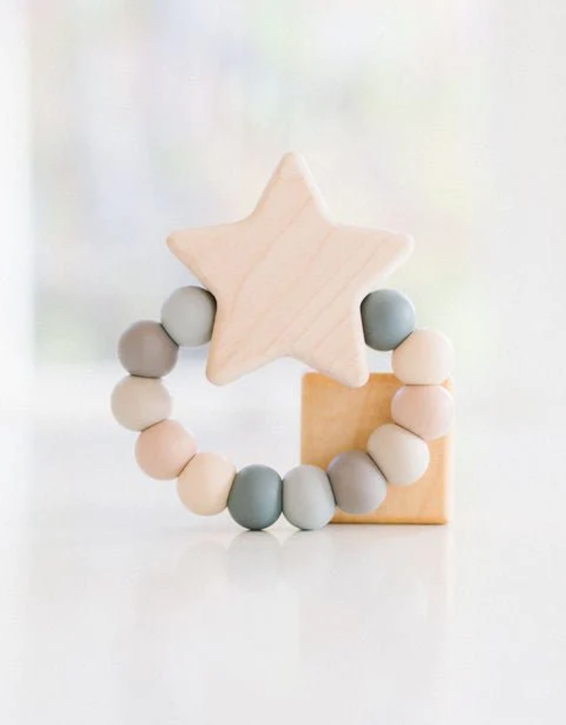 Bannor Toys Riverbed Star Charm Wood/Silicone Teething Toy