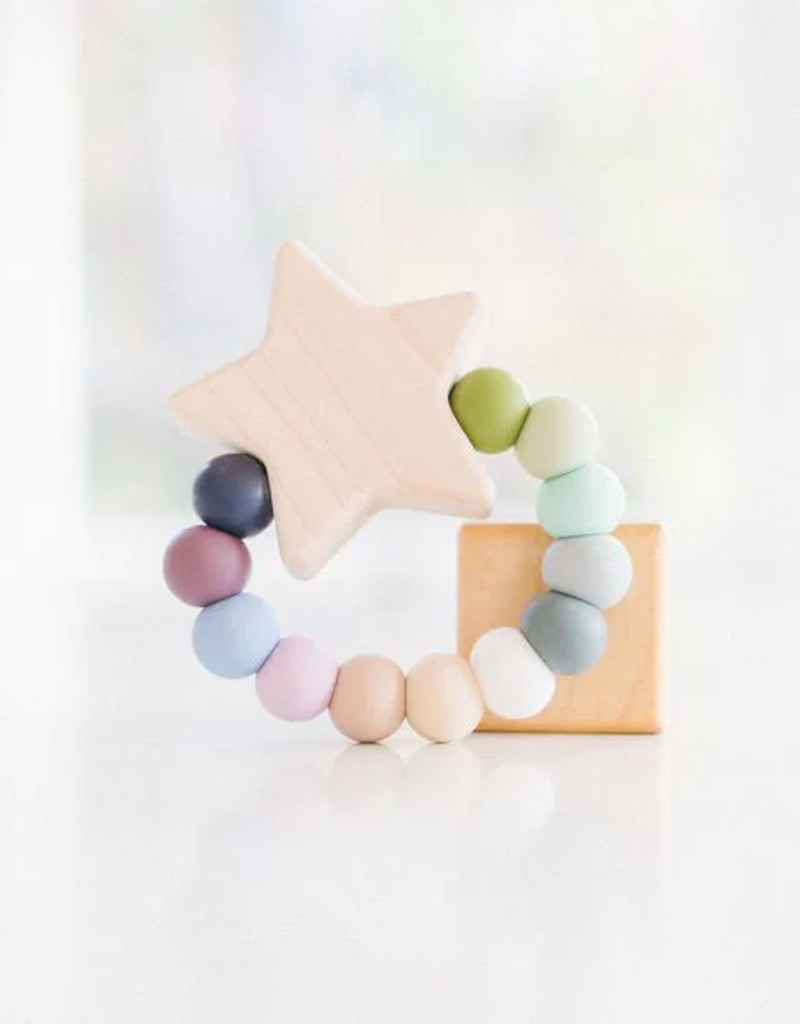 Bannor Toys Pebble Star Charm Wood/Silicone Teething Toy