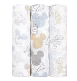 Aden and Anais Mickey Mouse  and Minnie Mouse Swaddles 3 Pack