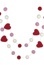 Valentines Day Garland Red Baby Pink White Balls Hearts