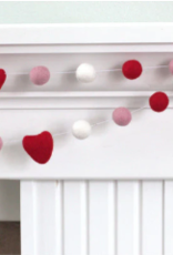 Valentines Day Garland Red Baby Pink White Balls Hearts