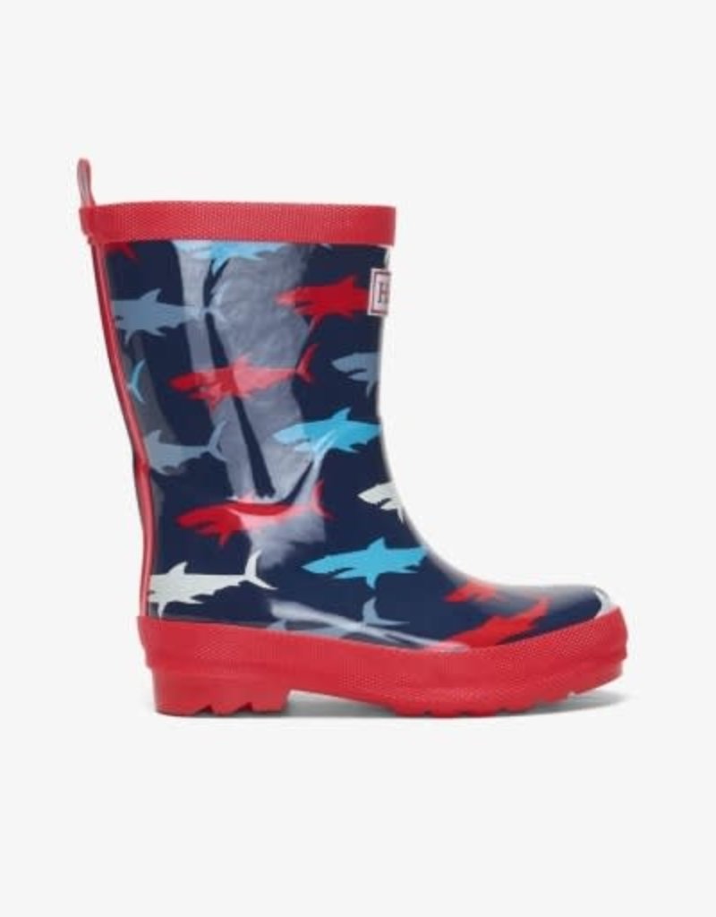 Hatley Kids hungry sharks shiny rain boots