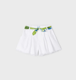 Mayoral SALE White Shorts w/Lime Print Belt