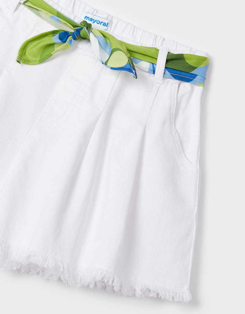 Mayoral White Shorts w/Lime Print Belt