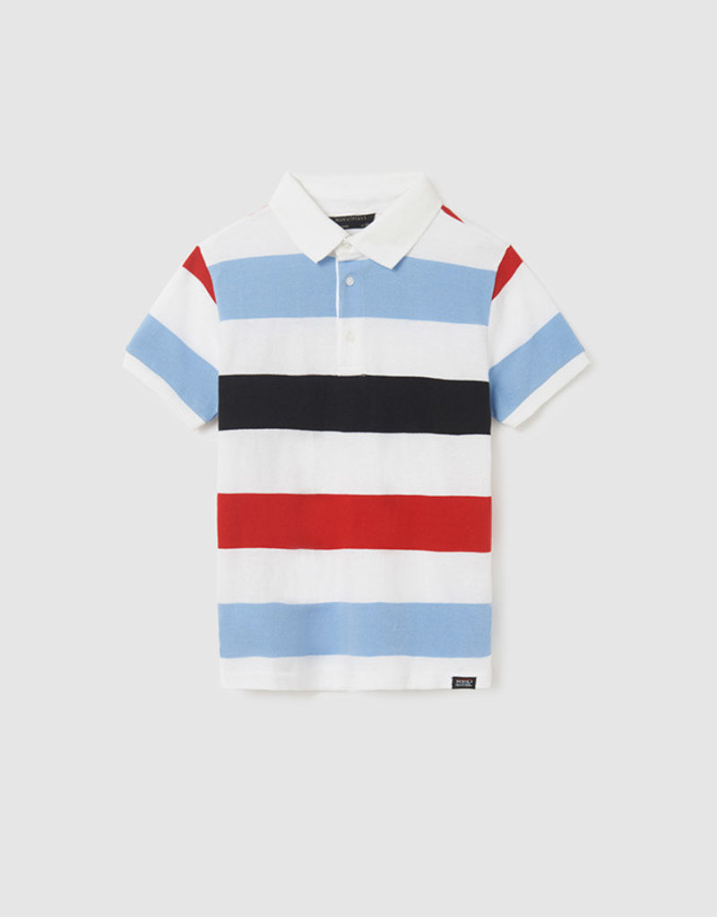Mayoral Red White Blue Stripe S/S Polo