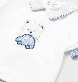 Mayoral SALE White Collared Top w/Dotted White Shorts