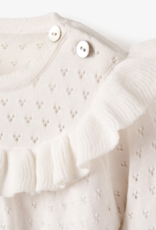 Elegant Baby Cream Ruffle Sweater Pointelle Jumpsuit