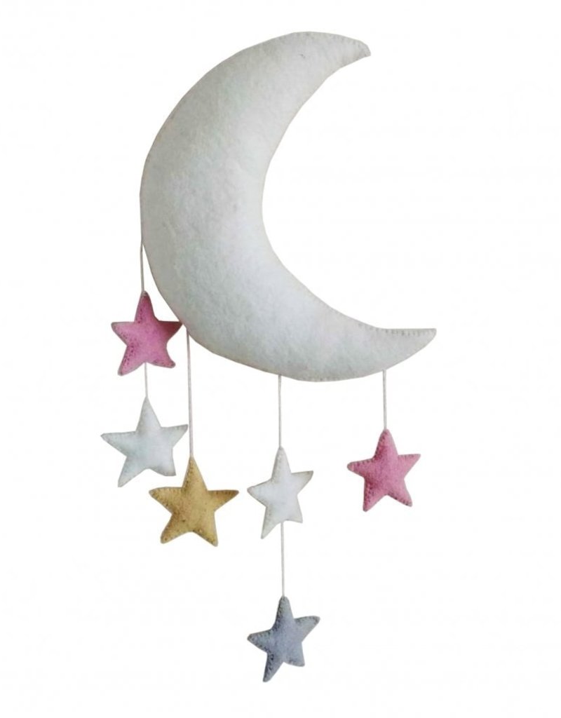 Fiona Walker England Moon Stars Wall Decoration Pink and Grey