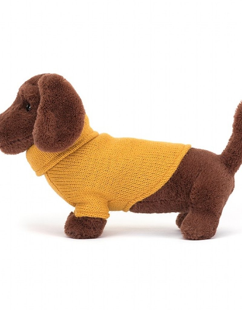 Jellycat Sweater Sausage Dog Yellow