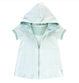Ruffle Butts Vintage Aqua Stripe Terry Full Zip Cover Up