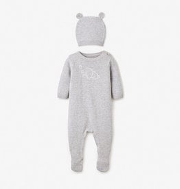 Elegant Baby Jumpsuit Elephant Knit w/Hat Grey