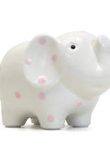 Child to Cherish White Elephant Bank Pink Polka Dots