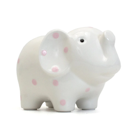 Child to Cherish White Elephant Bank Pink Polka Dots
