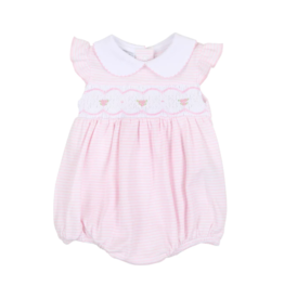 Magnolia Baby Anna Smocked Collared Pink Flutters Bubble