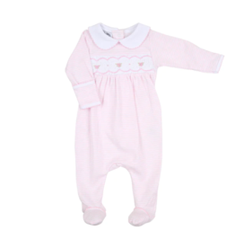 Magnolia Baby Anna Smocked Collared Pink Footie