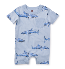 Tea Collection SALE Pocket Shortie Baby Romper Whale Sharks