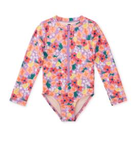 Tea Collection L/S One pc Swimsuit Painted Squash/Hibiscus