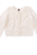 Tea Collection Collared Pointelle Cardigan Chalk