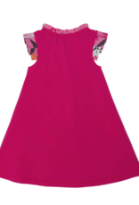 Deux par Deux Printed Dress w/Smocking Fuchsia Pink