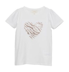 Creamie SALE S/S WHITE T-SHIRT W/ROSE SEQUIN HEART