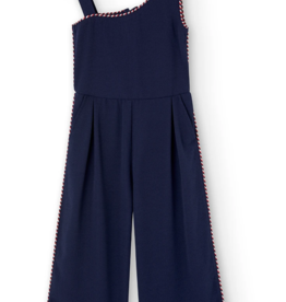 Boboli Navy Jumpsuit w/Red White Blue Side Piping