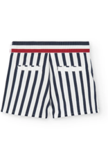 Boboli Stretch Satin Navy White Striped Shorts