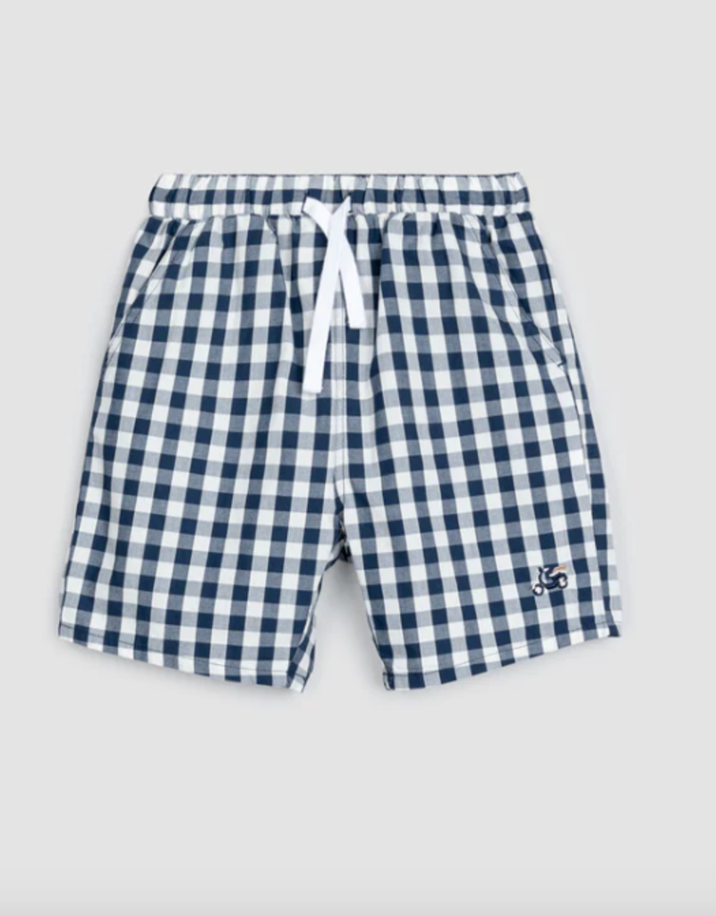 miles the label Boys Gingham Navy Shorts