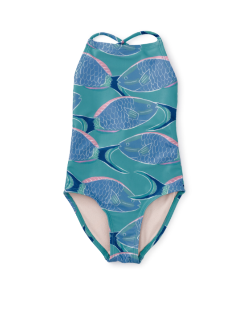 Tea Collection Cross Back One-Piece Swimsuit Bluechin Parrotfish
