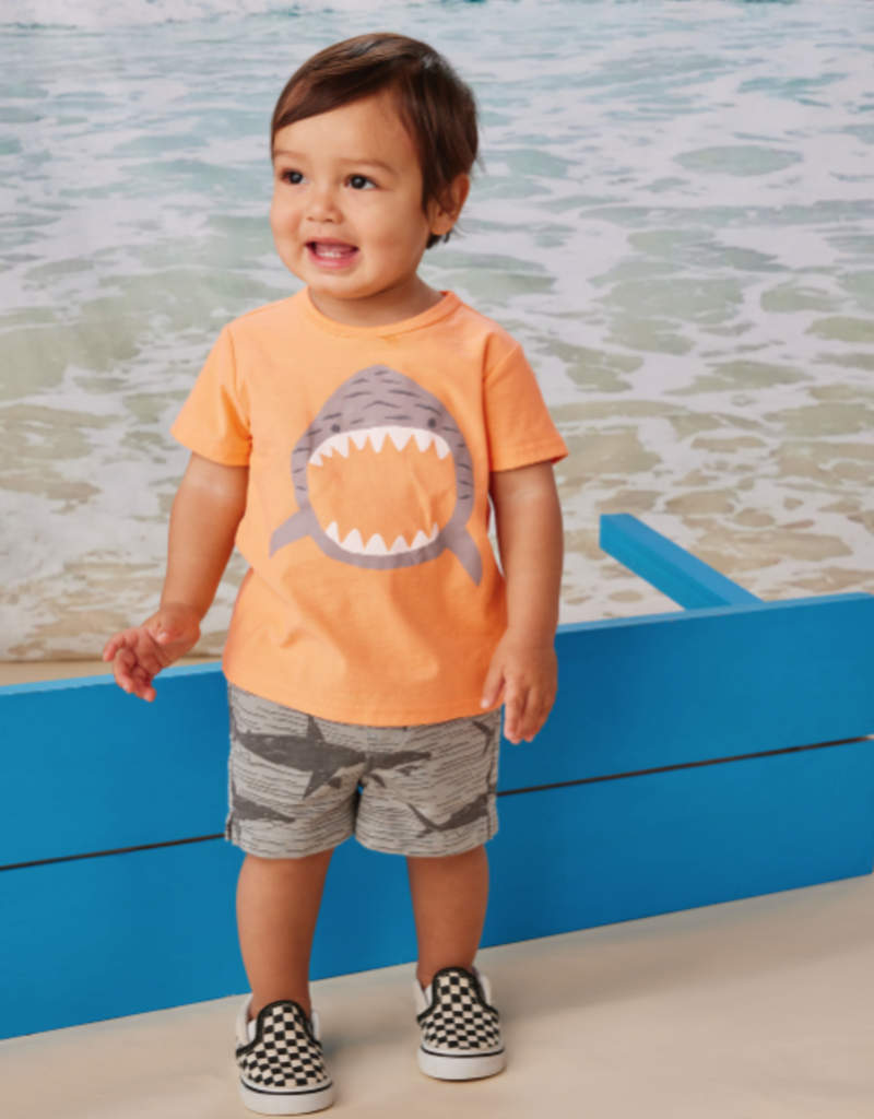 Tea Collection Printed Knit Baby Shortie Stealth Sharks