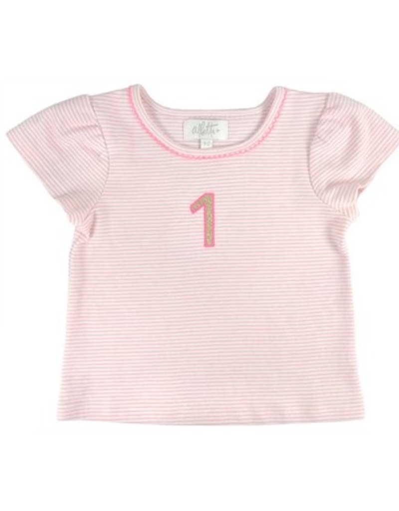 Albetta 1st Year Birthday Pink Stripe T Shirt 1-2yr