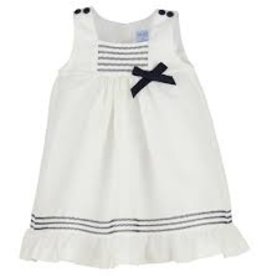 Randall Sailor Dress White w/Navy Trim