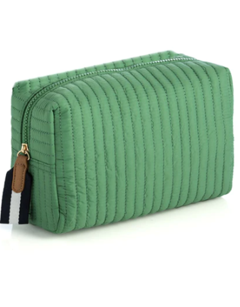 Shiraleah Ezra Quilted Nylon Large Boxy Cosmetic Pouch, Green